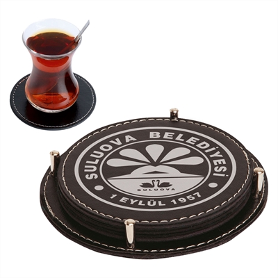 4 'Lü Deri Bardak Altlığı